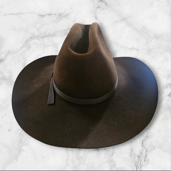 Stetson Stallion F0400 King Cowboy Hat 7-1/8 Chocolate 400 Brim Vintage USA - Picture 15 of 16